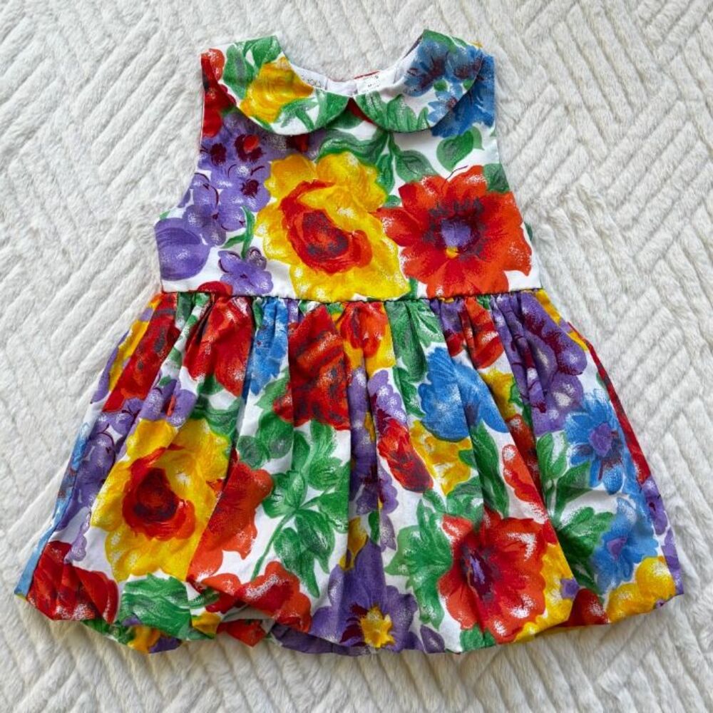 Baby Beluga Girls Size 18M Floral Dress Peter Pan Collar Bright Colorful